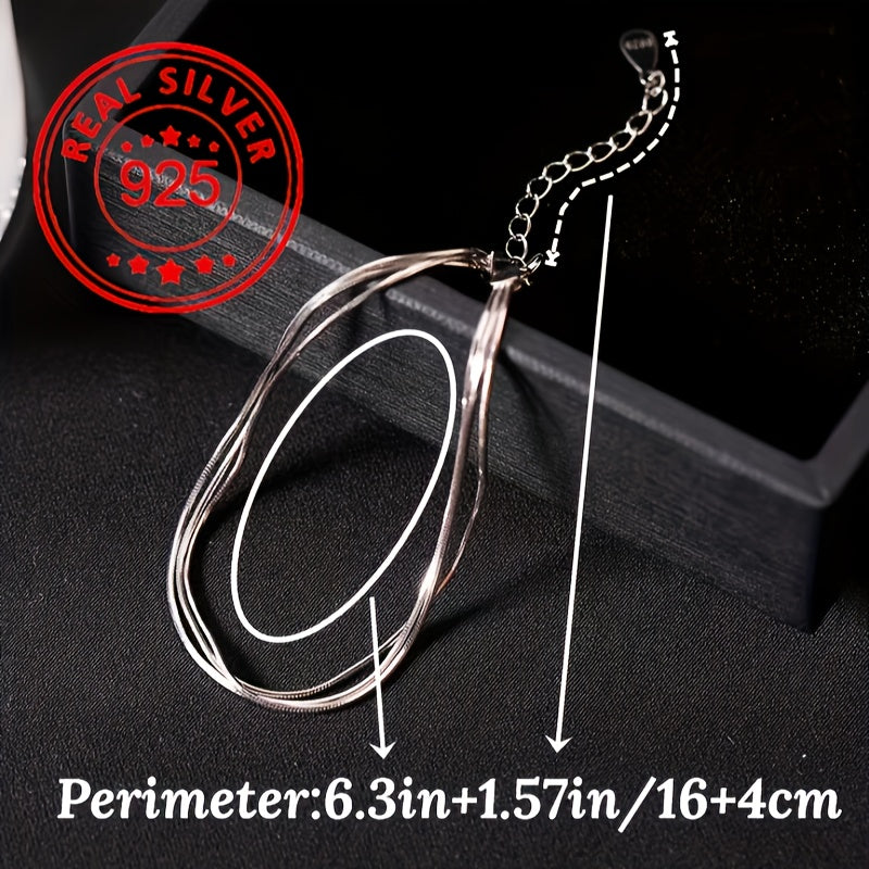 925 Sterling Silver Three Layer Snake Bone Bracelet